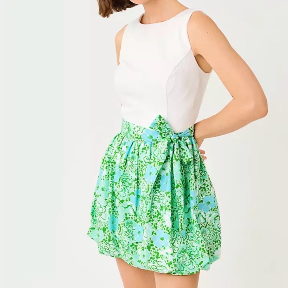 Lilly Pulitzer NWT Rosemary Bubble Skirted Romper in Mint Condition Burst Of Joy